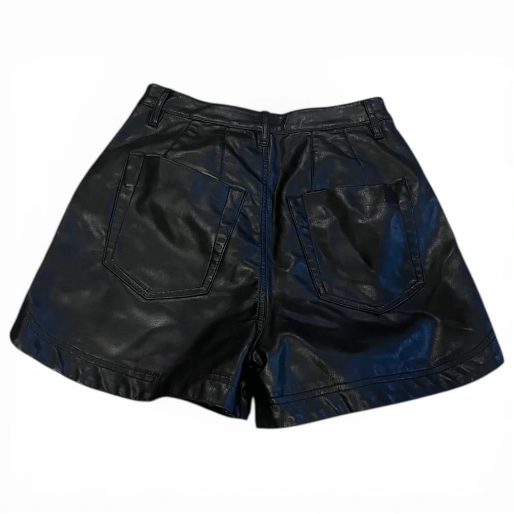 Free People Lita Vegan Leather Button-Fly Shorts  Size 0 | Color: Black